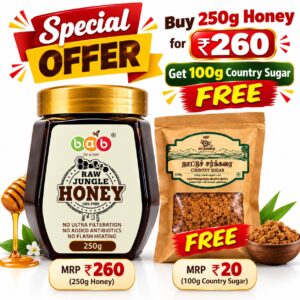 Raw Jungle Honey 250gm + Free Country Sugar 100gm