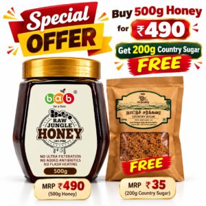 Raw Jungle Honey 500gm+ Free Country Sugar 200gm